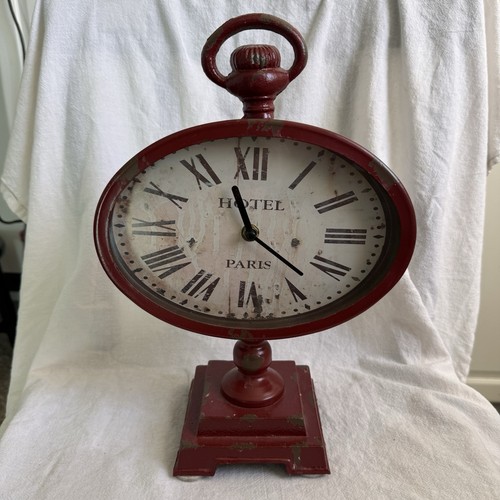 Red distressed clock pocket - distressed,